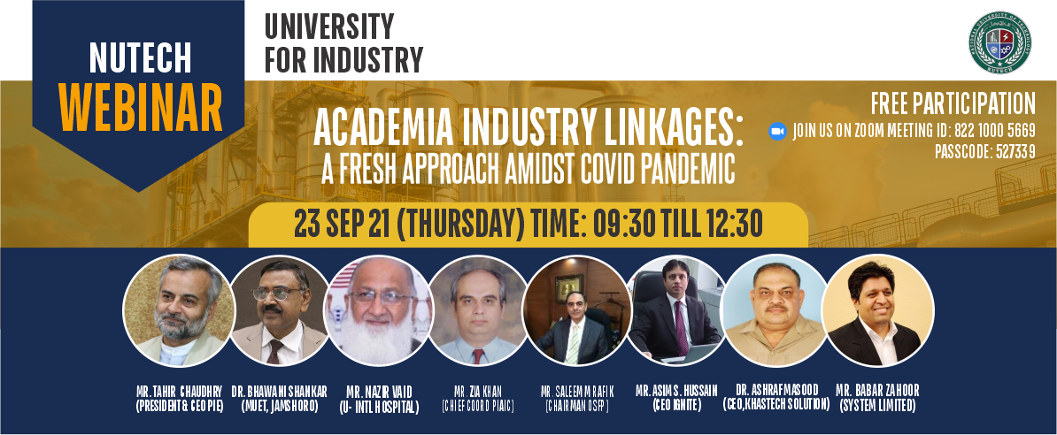 A webinar on “Academia-Industry Linkages: A Fresh Approach Amidst COVID Pandemic”